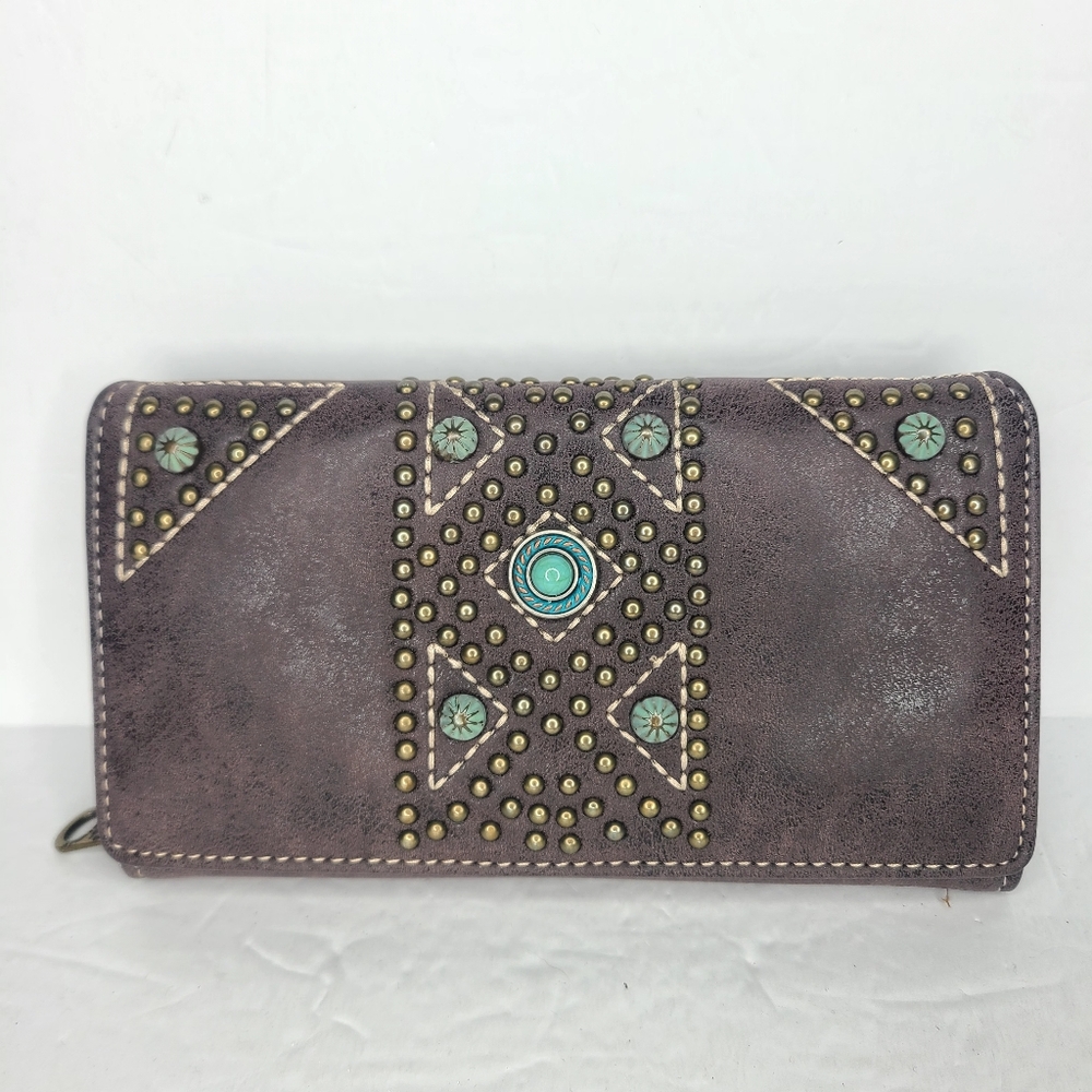 Montana West Azted Concealed Carry Satchel And Wallet‎ Set Coffee - Picture 7 of 10